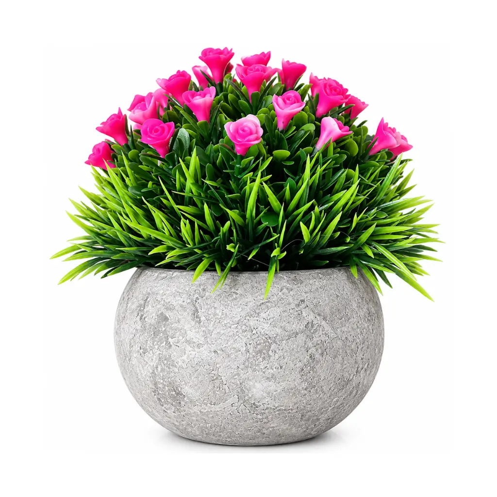 CRAFT TARA TEXTURED CEMENT FINISH RESIN POT ARTIFICIAL GRASS BALL BONSAI TOPIARY