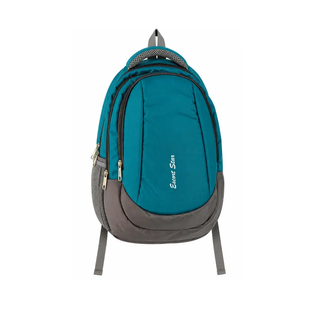 POOJA BAGS ESCORT STAR MULTI-COMPARTMENT BACKPACK | TEAL BLUE & GREY | SCHOOL|COLLEGE & DAILY USE