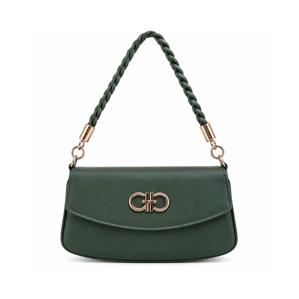 POOJA BAGS BRAIDED HANDLE FLAP SHOULDER HANDBAG | WOMEN’S CASUAL & PARTY USE