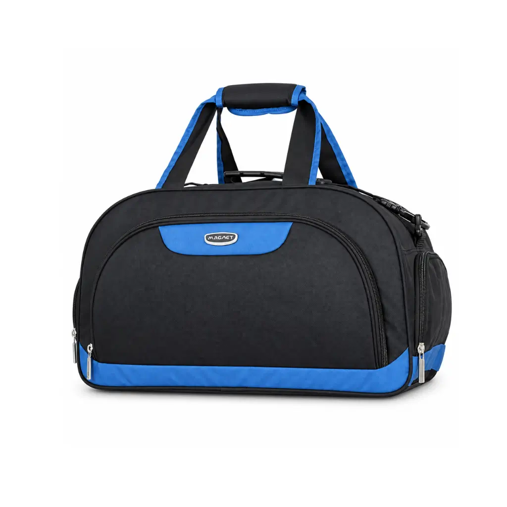 MAGNET BLACK & BLUE TRAVEL DUFFEL BAG WITH SIDE POCKET