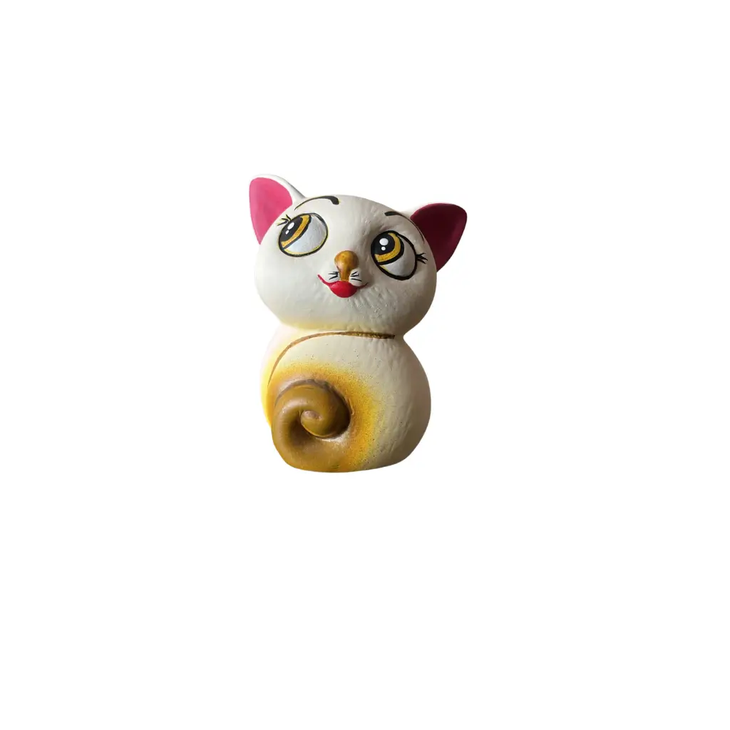 CRAFT TARA HANDCRAFTED TERRACOTTA SITTING CAT PIGGY BANK FOR KIDS & HOME DECOR WITH RUBBER CORK BOTTOM | REUSABLE CLAY MONEY BANK | CUT ANIMAL COIN BANK