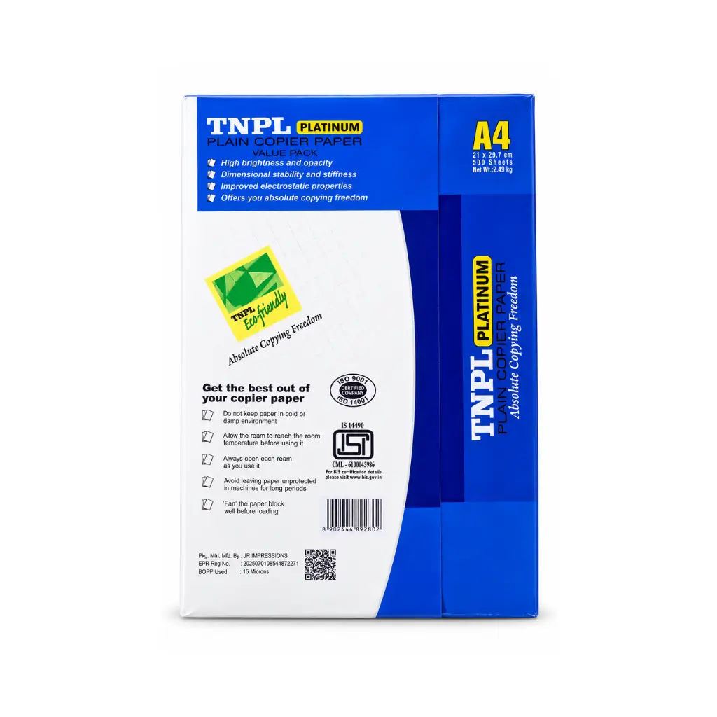 TNPL PLATINUM A4 WHITE COPIER PAPER 500 SHEETS |1 REAM