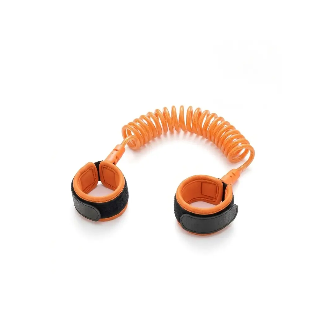 GENERIC CHILD SAFETY WRIST LINK WITH COILED CORD ORANGE & BLACK