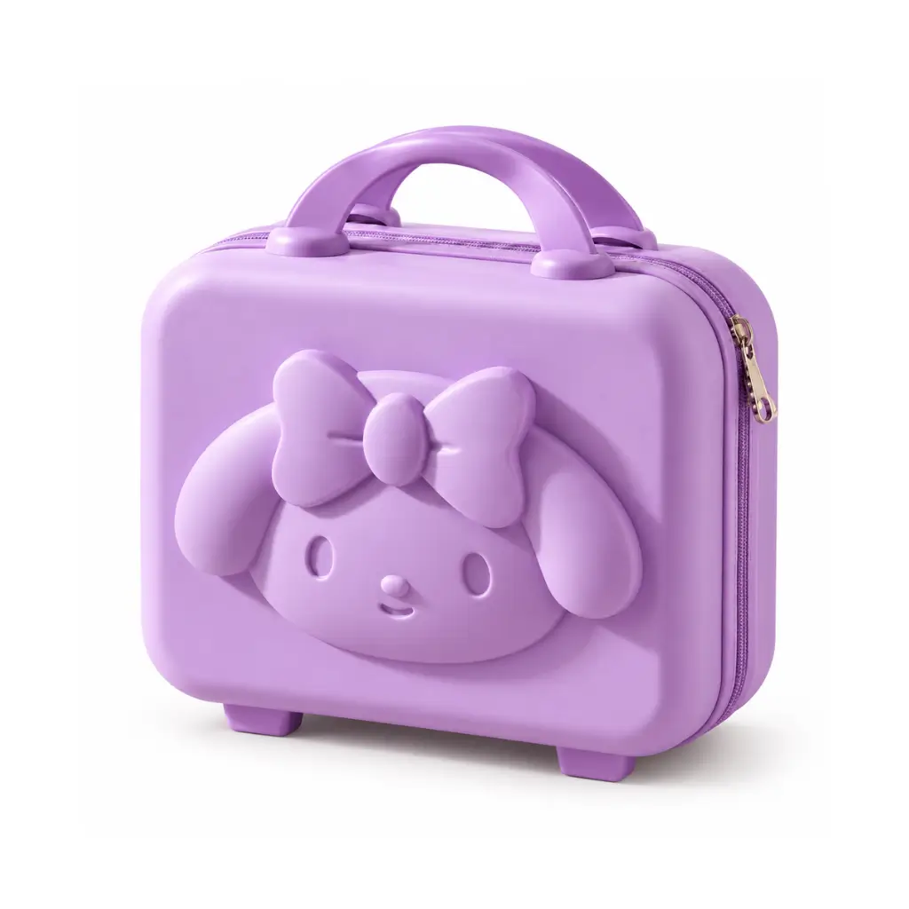 GENERIC LAVENDER CARTOON BOW STORAGE CARRY CASE WITH HANDLE | 1 PIECE