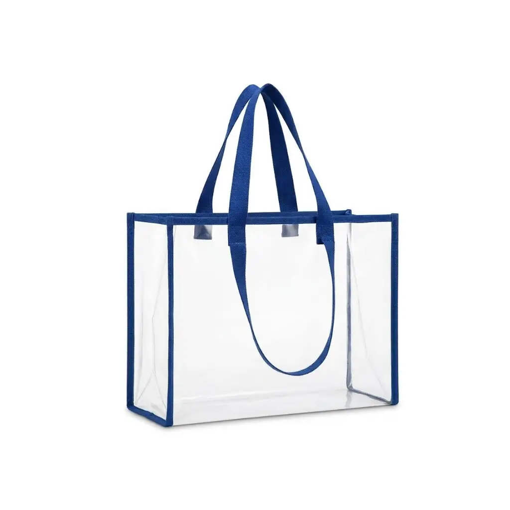 GENERIC TRANSPARENT MULTIPURPOSE TOTE BAG WITH BLUE CARRY HANDLES | 1 PIECE