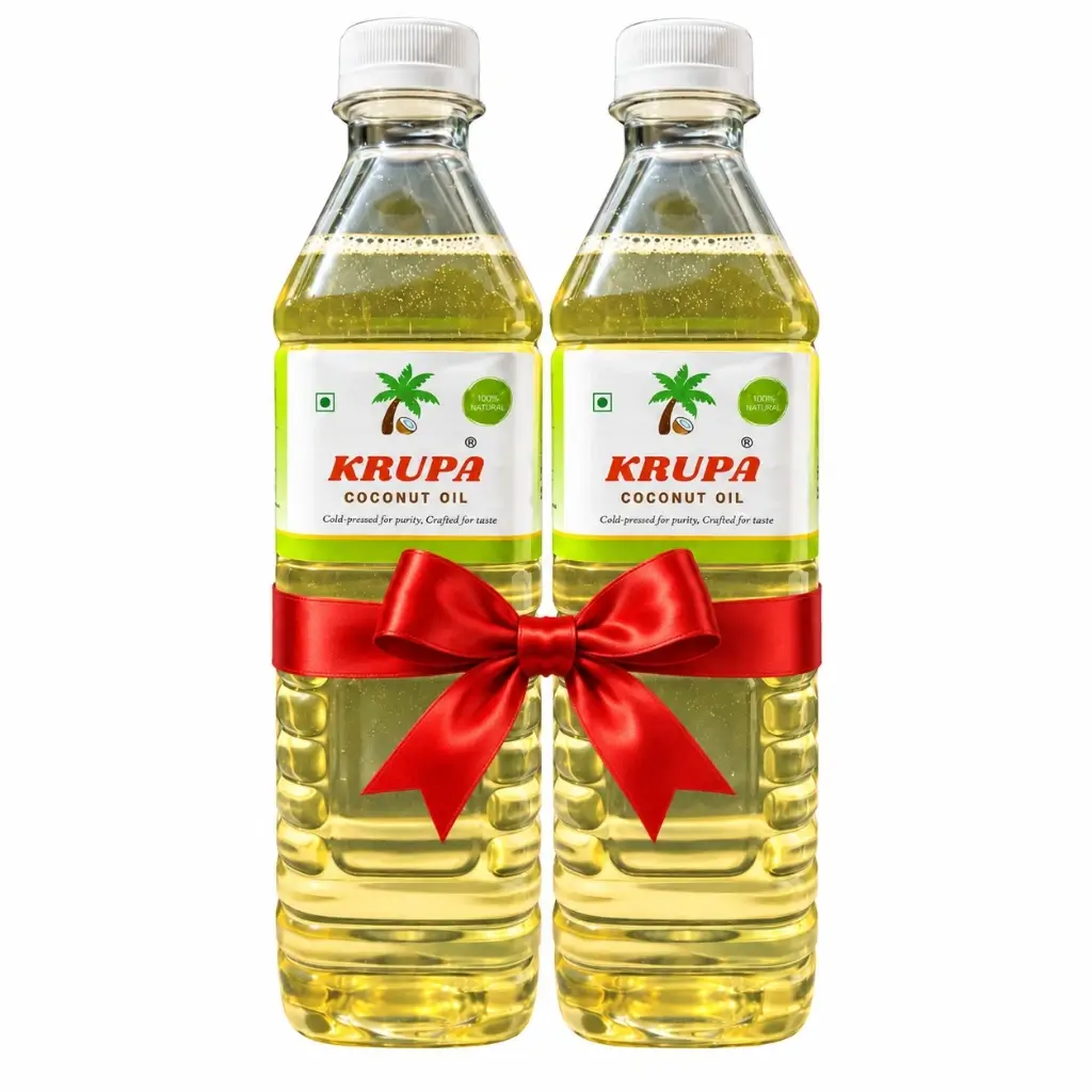 KRUPA - CHAKKILATTIYA VELICHENNA COLD PRESSED COCONUT OIL 1L COMBO PACK OF TWO