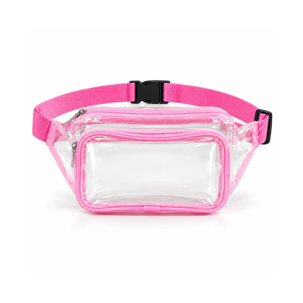 GENERIC TRANSPARENT PVC WAIST BAG WITH ADJUSTABLE BELT | PINK | 26 × 16 CM