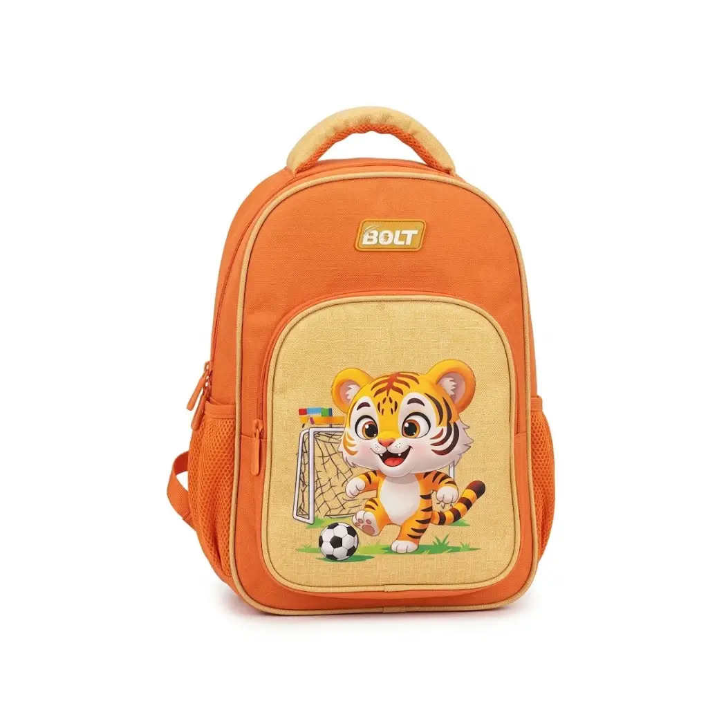 GENERIC KIDS’ TIGER PRINT SCHOOL BACKPACK | ORANGE & BEIGE | 17 INCHES