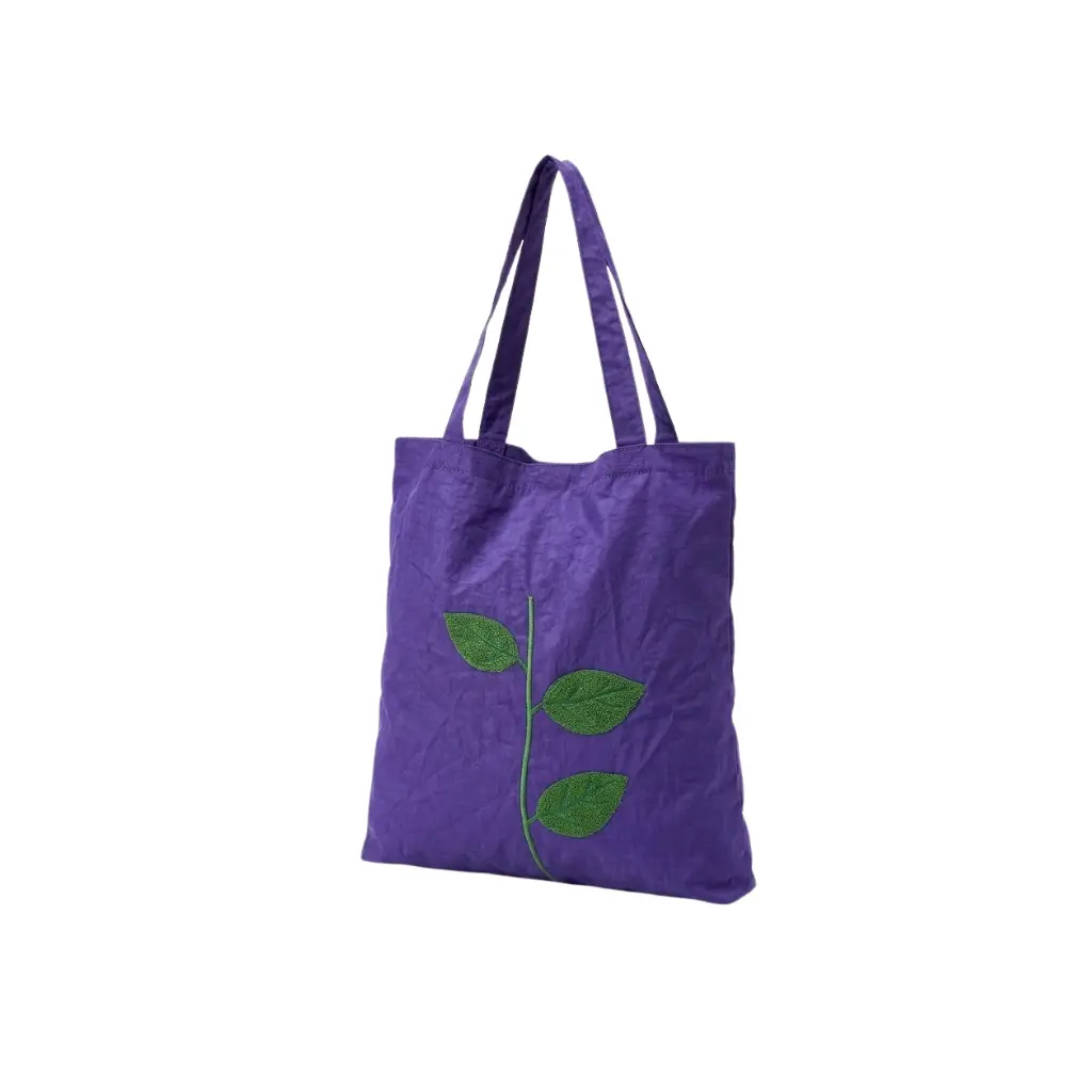 GENERIC 7741 PURPLE FOLDABLE SHOPPING TOTE BAG WITH LEAF PRINT | 1 PC