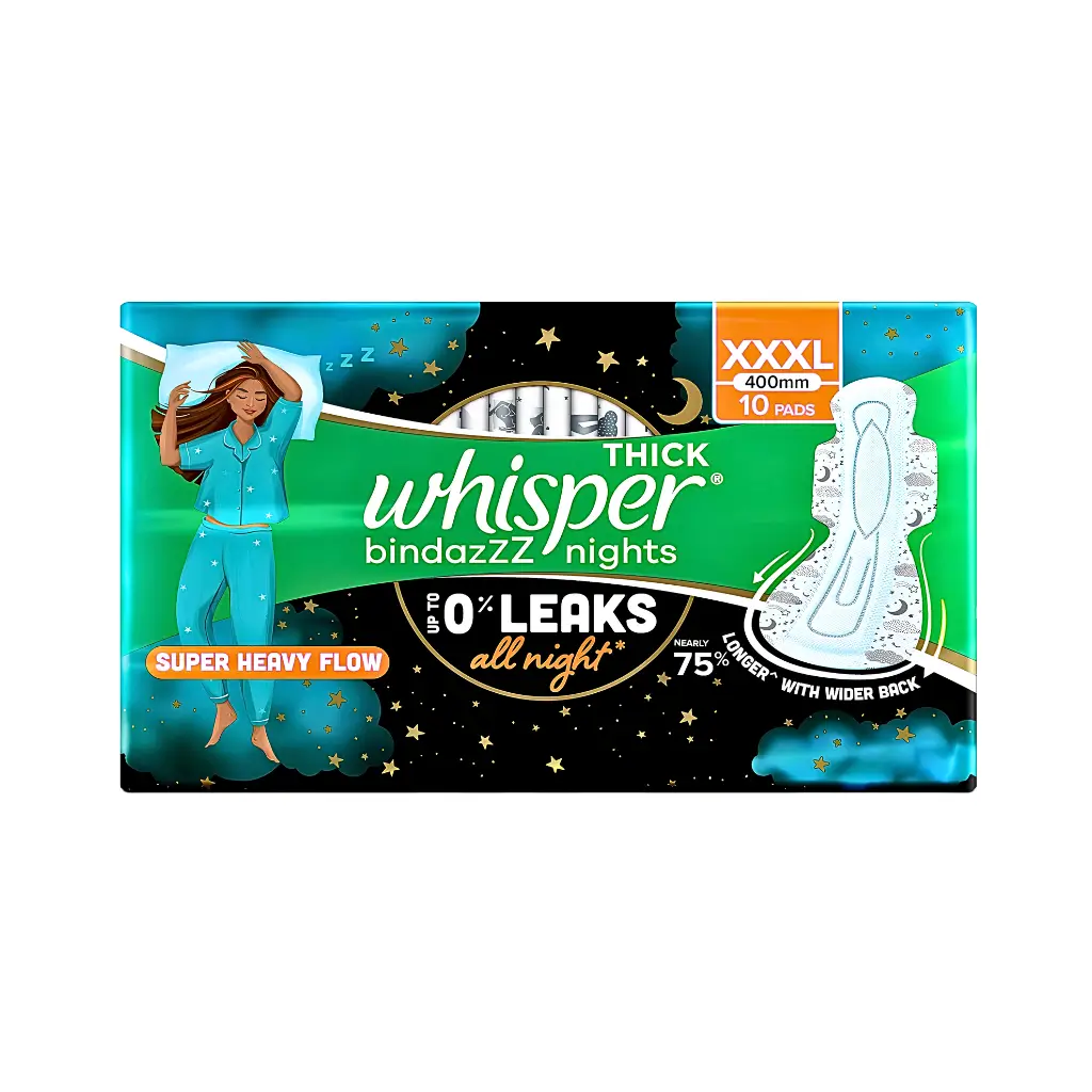 WHISPER THICK BINDAZZZ NIGHTS XXXL 400 MM 10 PADS
