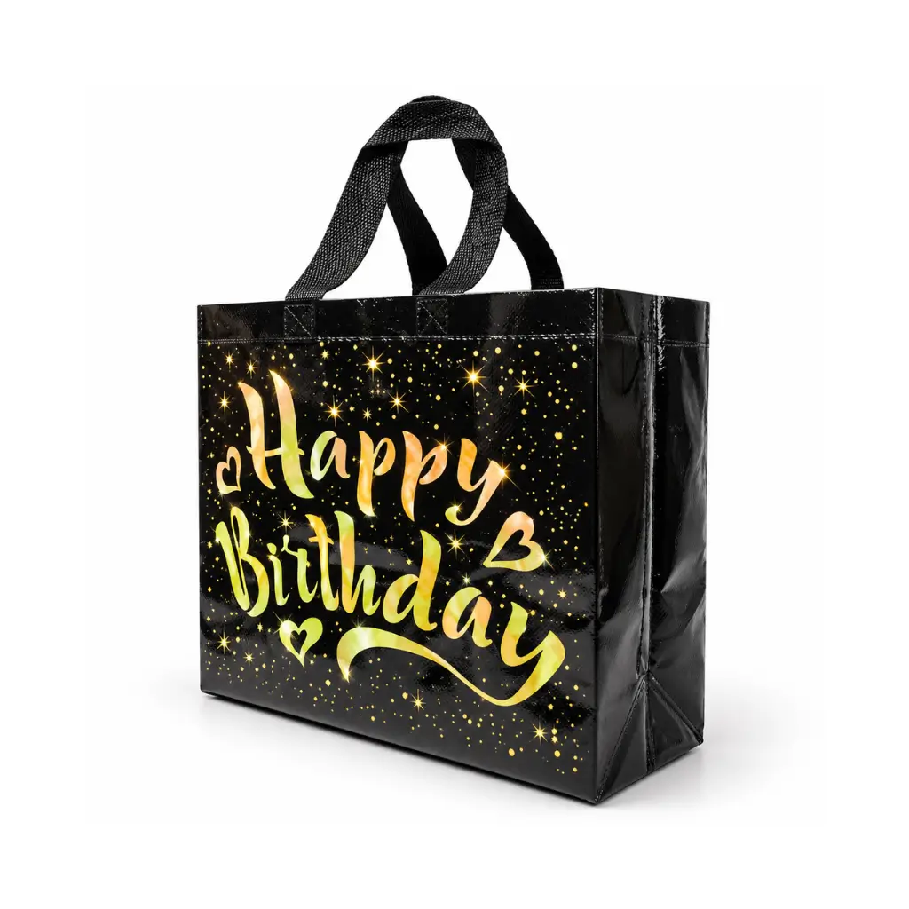 GENERIC 8969 HAPPY BIRTHDAY GIFT BAG WITH HANDLES | BLACK |1 PIECE