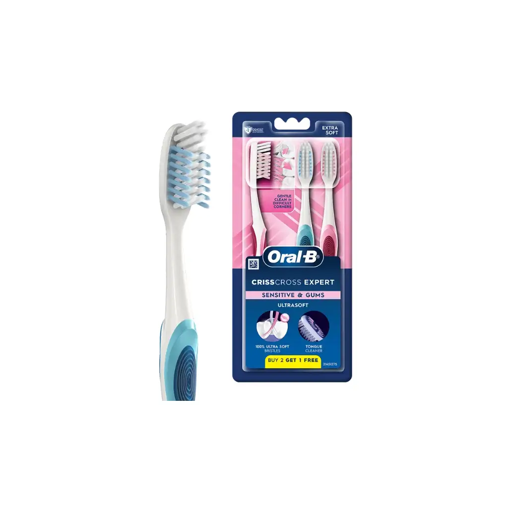 ORAL B CRISS CROSS EXPERT EXTRA SOFT SENSITIVE & GUMS ULTRASOFT BUY 2 GET 1