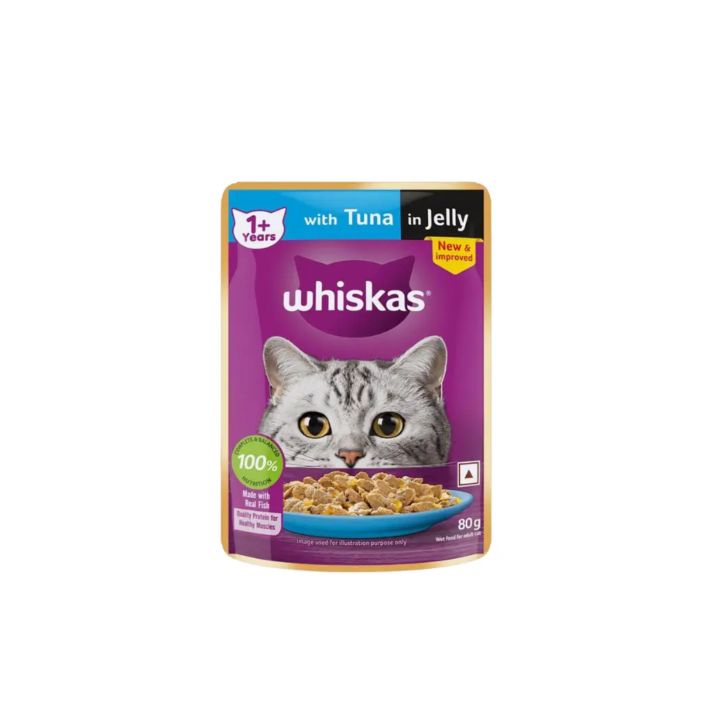 WHISKAS WITH TUNA IN JELLY 1+ YEARS 80 G
