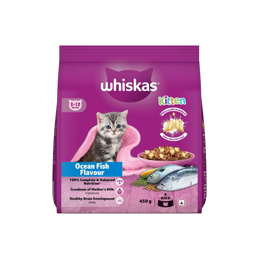 WHISKAS KITTEN OCEAN FISH FLAVOUR 2-12 MONTHS 450 G