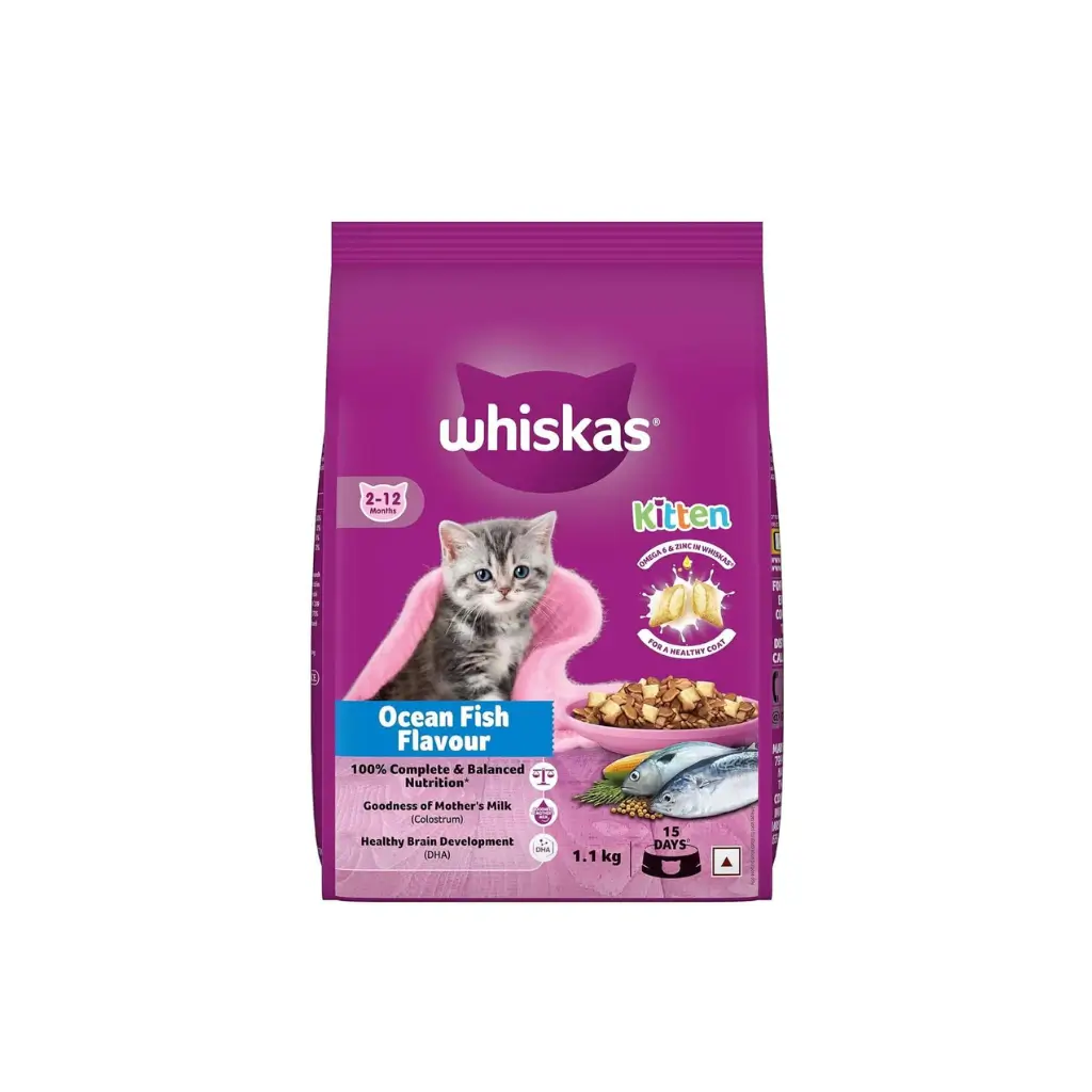 WHISKAS KITTEN OCEAN FISH FLAVOUR 2-12 MONTHS 1.1 KG