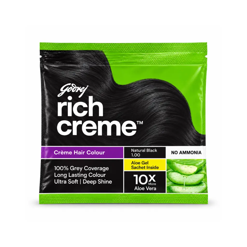 GODREJ RICH CREME NATURAL 1.00 HAIR COLOUR 20 G + 20 ML + 2 ML