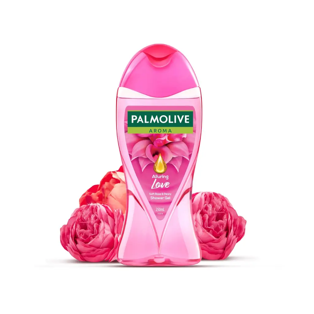 PALMOLIVE AROMA ALLURING LOVE SOFT ROSE & PEONY SHOWER GEL BOTTLE 250 ML