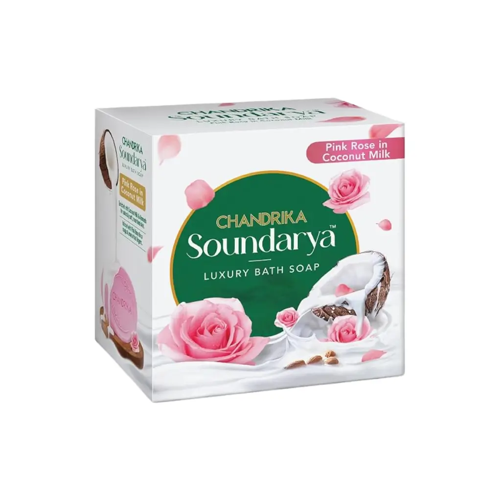 CHANDRIKA SOUNDARYA LUXURY BATH SOAP PINK ROSE IN COCONUT MILK 100 G