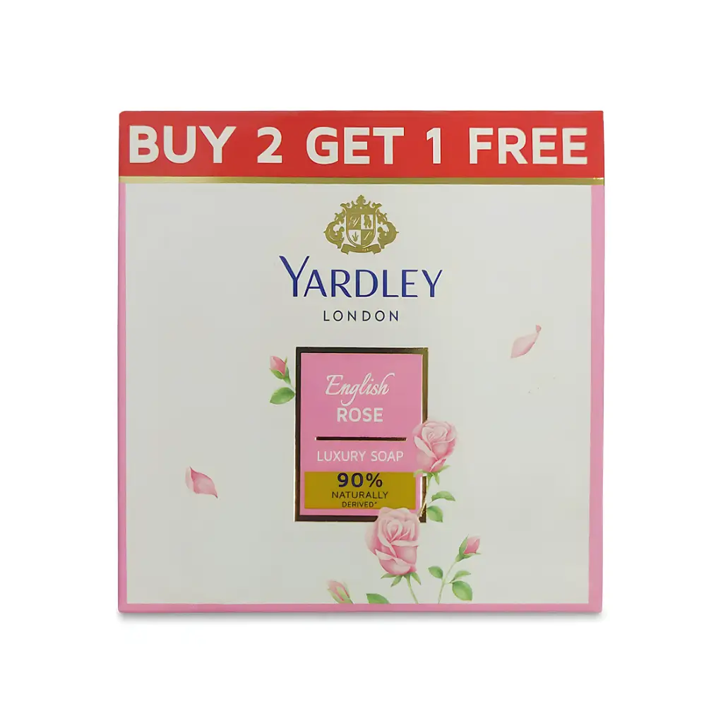 YARDLEY LONDON ENGLISH ROSE PERFUMED MOISTURISING SOAP BUY 2 GET 1 FREE (3*100 G) 300 G