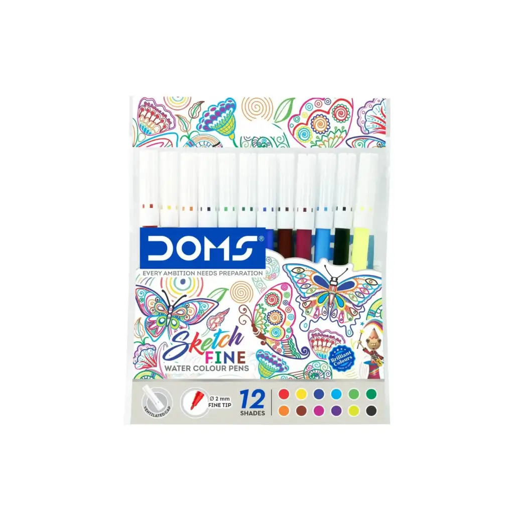 DOMS SKETCH FINE WATER COLOUR PENS 12 SHADES 30/-