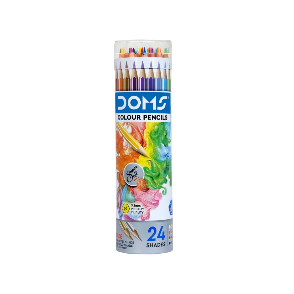 DOMS ROUND TIN COLOUR PENCIL 24 SHADES 85MM