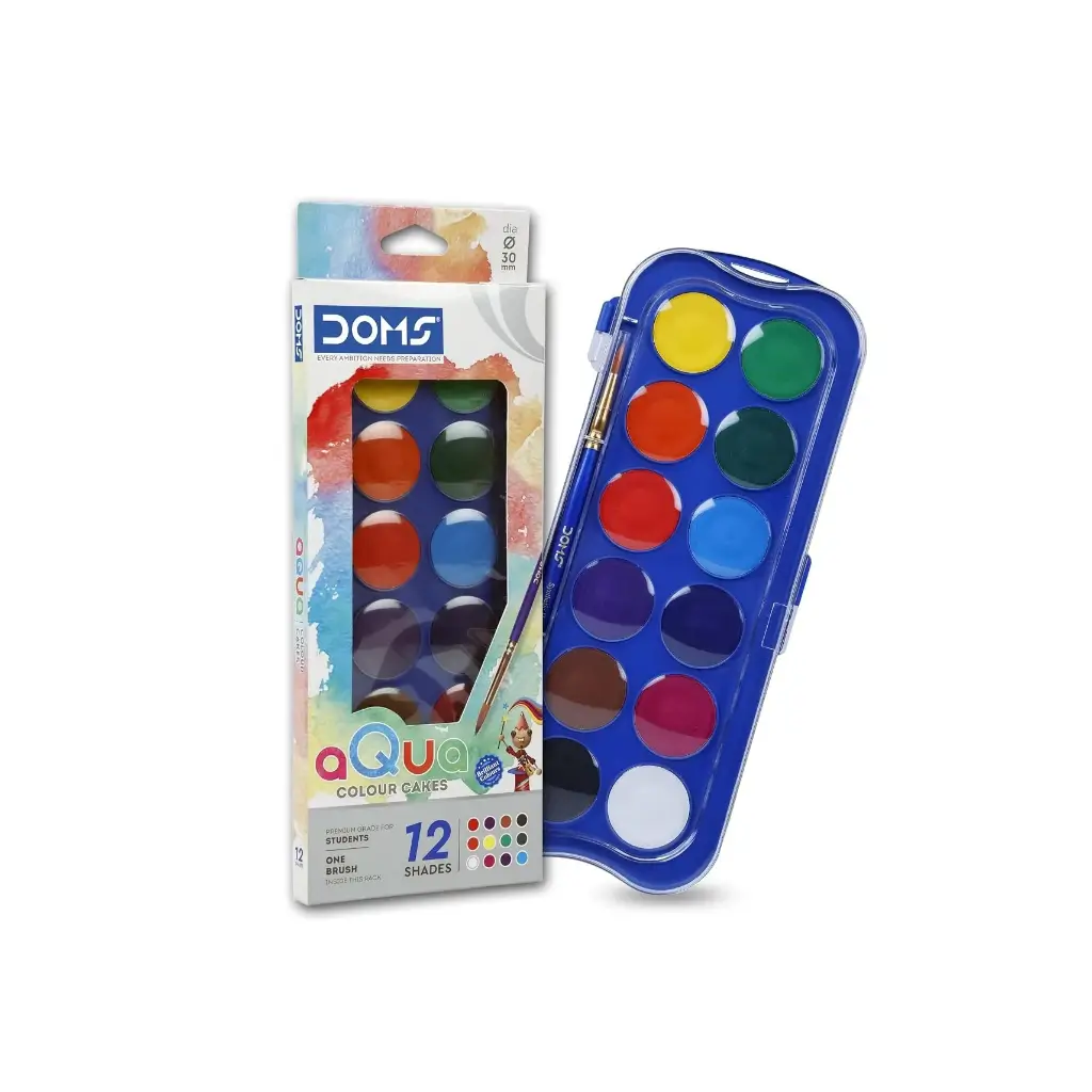 DOMS AQUA COLOUR CAKES 12 SHADES 30 MM