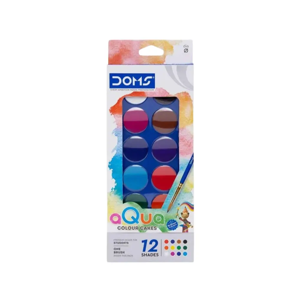 DOMS AQUA COLOUR CAKES 12 SHADES 23 MM