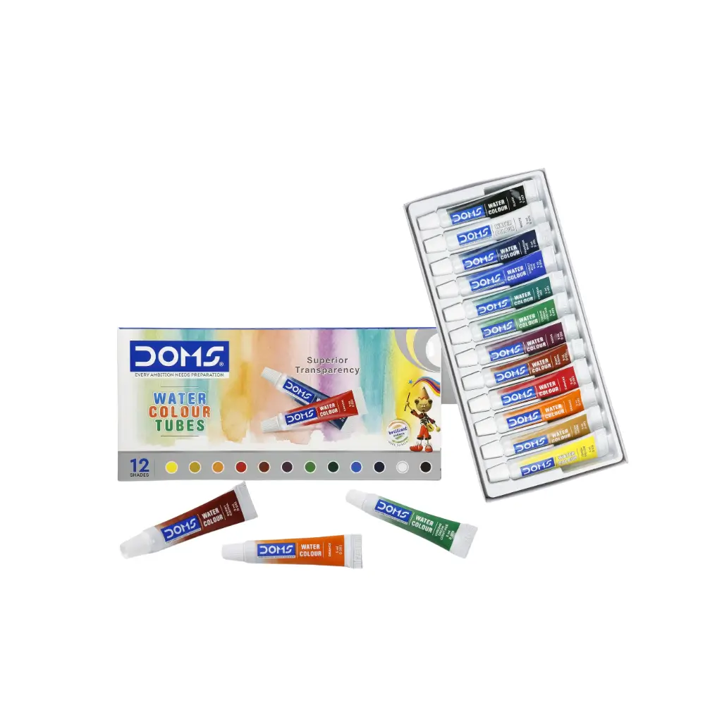 DOMS WATER COLOUR TUBES 12 SHADES + COLOUR MIXING PALETTE 120/-