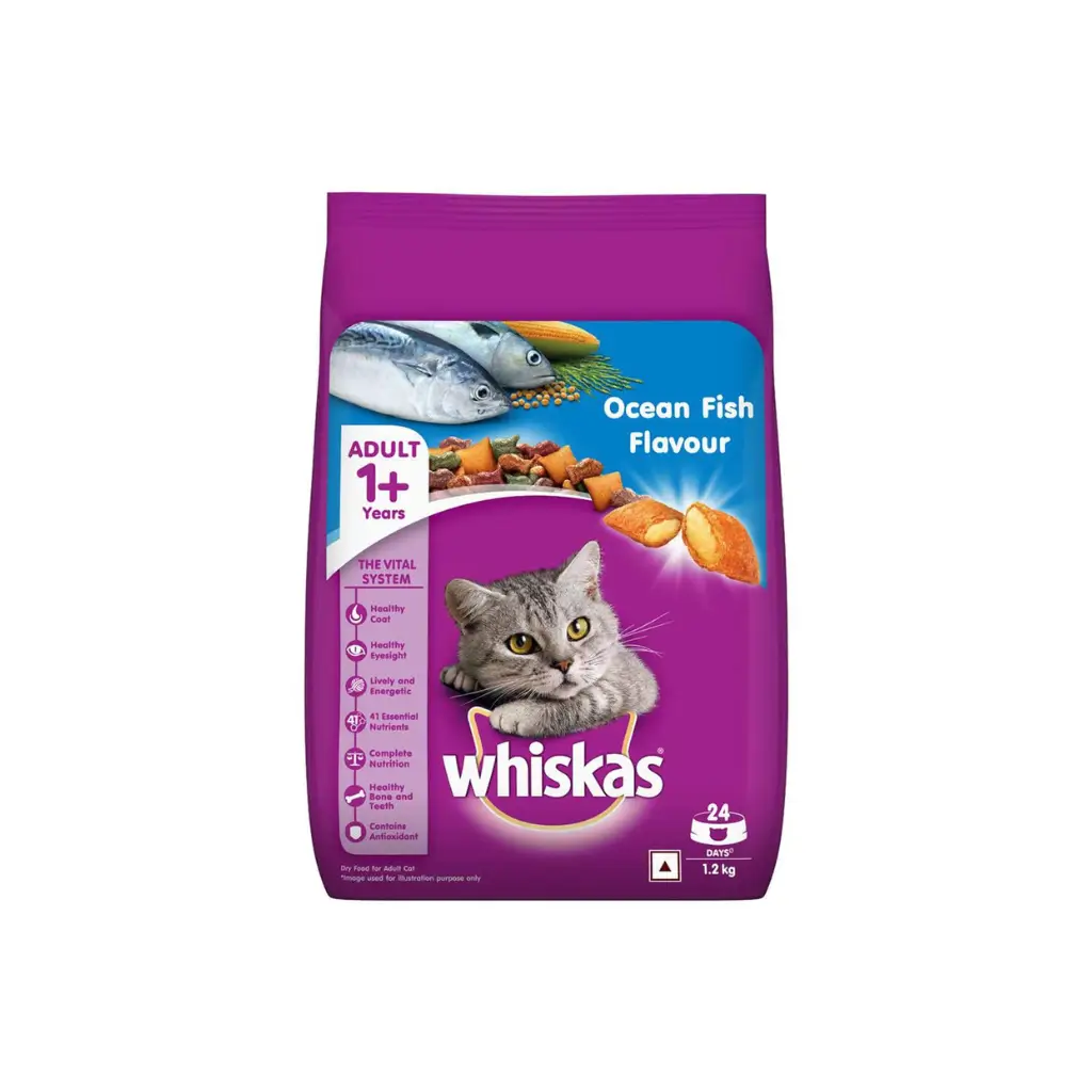 WHISKAS ADULT OCEAN FISH FLAVOUR 1+ YEARS 1.2 KG