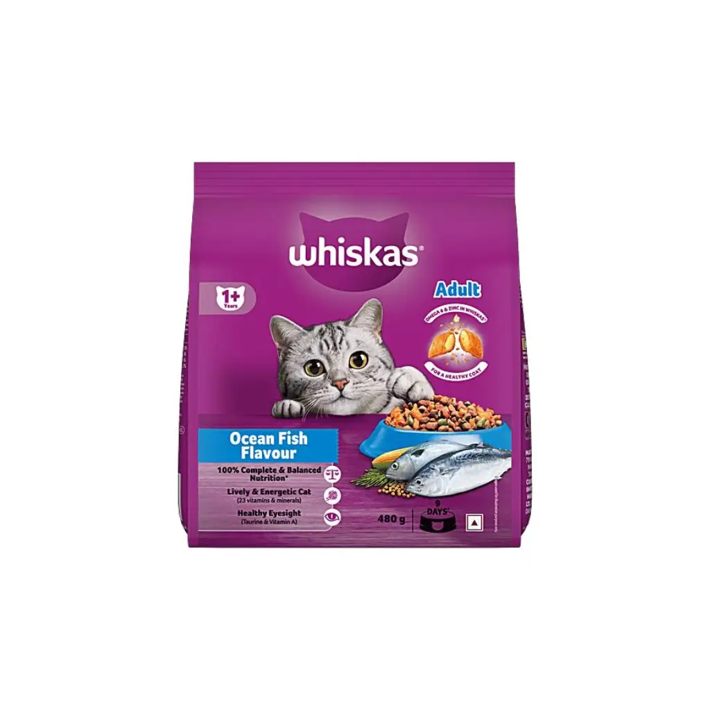 WHISKAS ADULT OCEAN FISH FLAVOUR 1+ YEARS 480 G