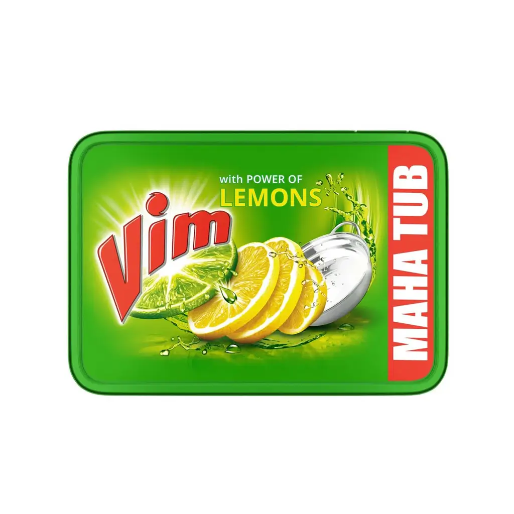 Vim Dishwash Bar Lemon Tub With Nked Scrub Pd 500GM