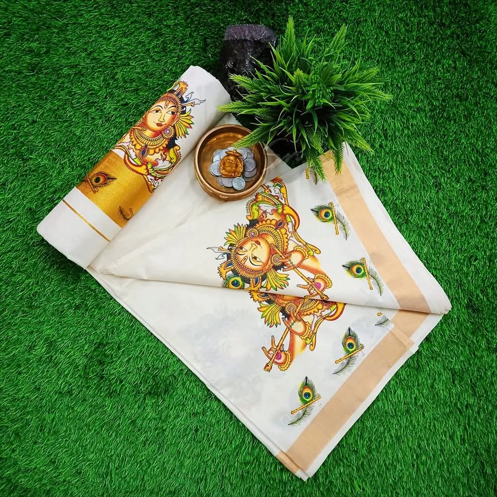 Buy COTTON SAREE WITH MURAL PRINT Online