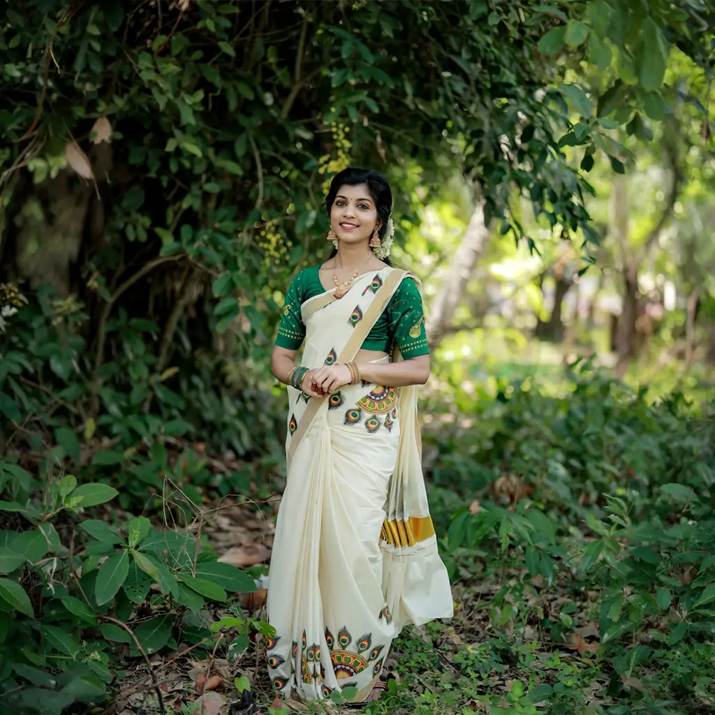 COTTON SAREE WITH MURAL PRINT (SAREE WITH PRINT BLOUSE)