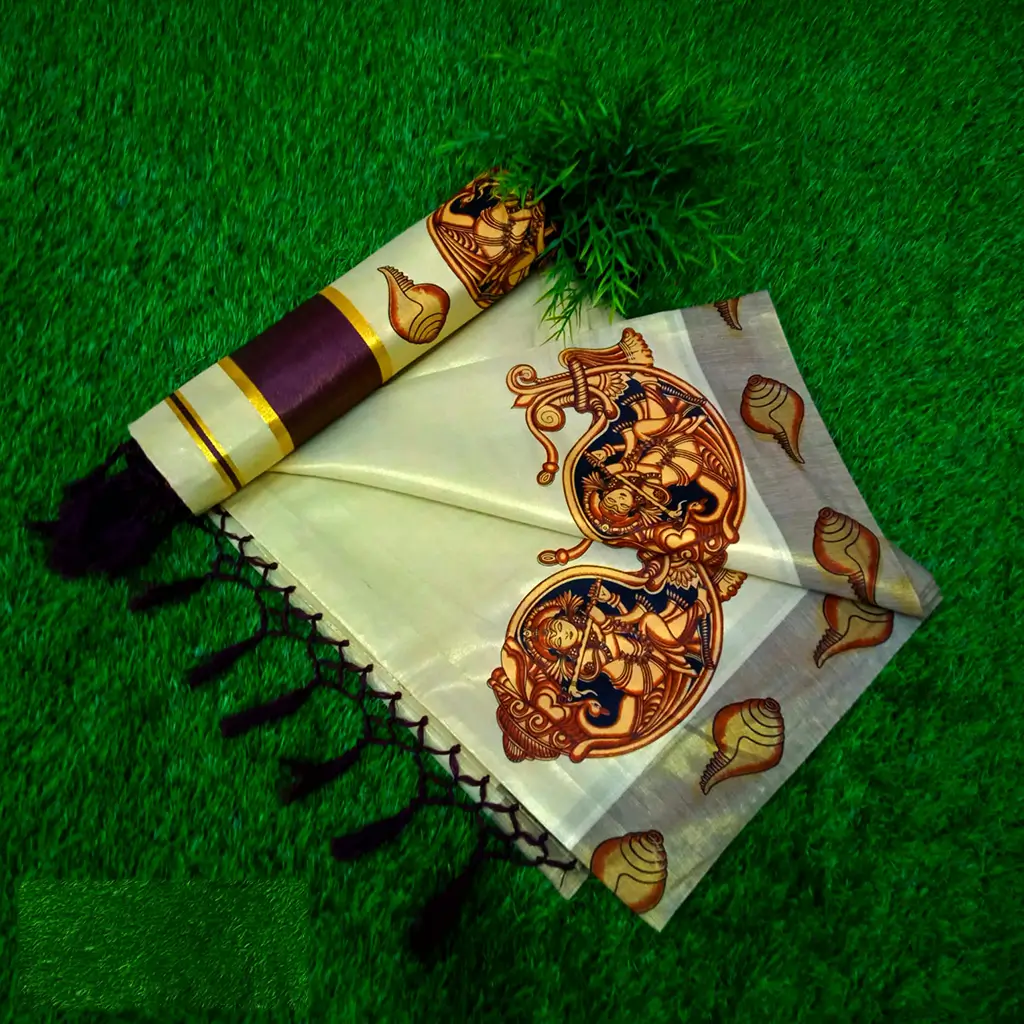GOLDEN TISSUE COLOUR KOTTARAN SAREE WITH RUNNING BLOUSE