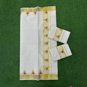 cotton set saree - Temple print 6.25 m with blouse