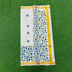 Cotton Set Saree - Tulip Flower Print - 6.25 m with blouse