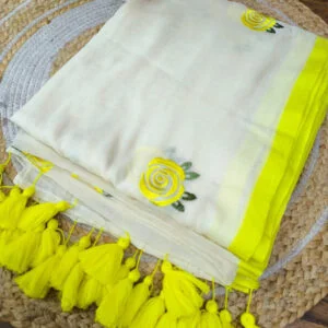 120 Count Mulcotton Saree 6.25 mtr with blouse body full embroidery work