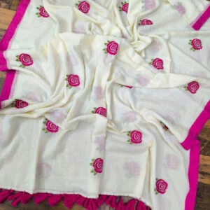 120 Count mulcotton saree with blouse body full embroidory work