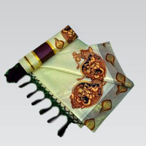 Golden tissue colour kottaran saree with Running Blouse